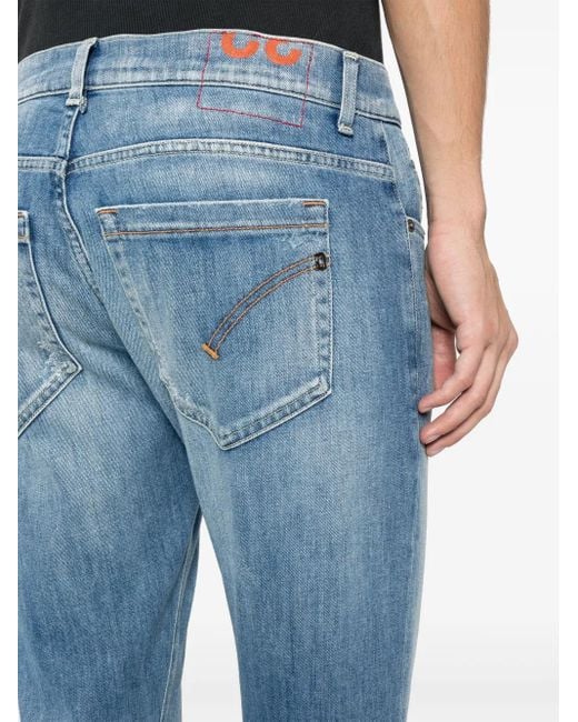 Dondup Blue Logo-Plaque Distressed Jeans for men