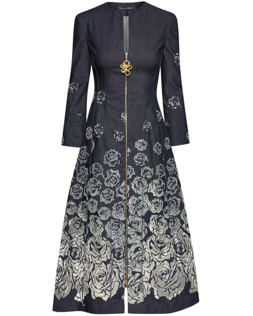 Oscar de la Renta ローズモチーフ ドレス Gray