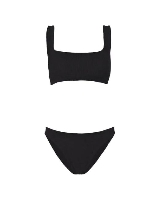 Hunza G Black Xandra Crinkle-Effect Bikini