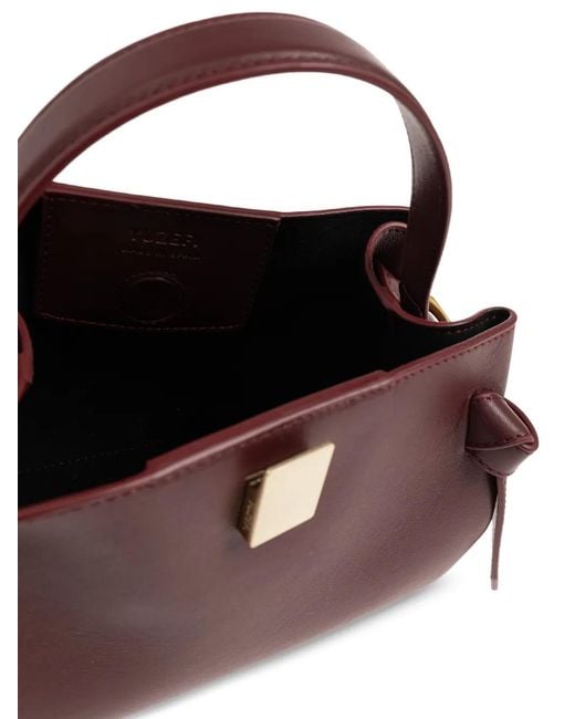 Yuzefi Purple Mini Gyoza Knotted Leather Tote Bag