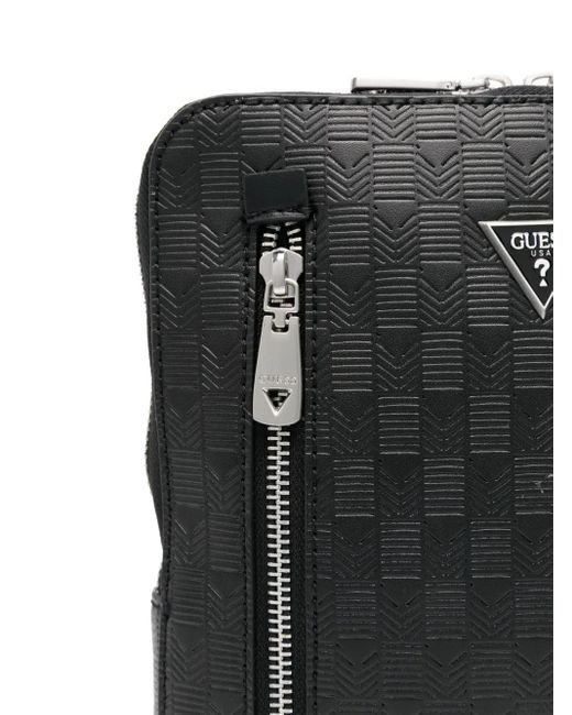Guess Black Logo-Embossed Messenger Bag