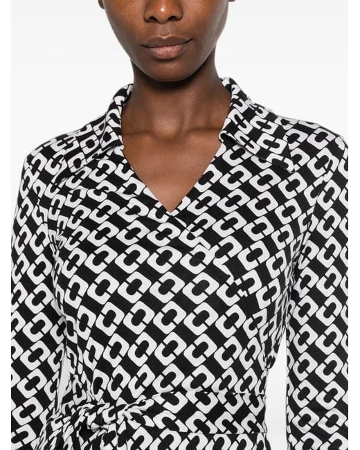 Diane von Furstenberg White New Jeanne Chain-Link Wrap Dress