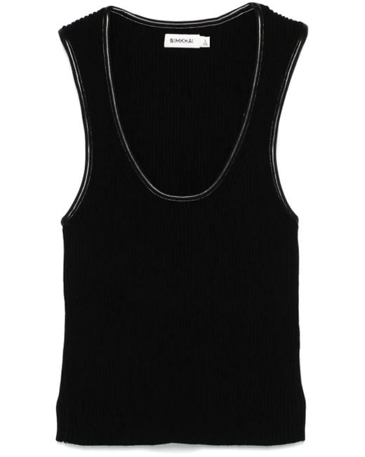 Débardeur En Maille Fine Nervurée Jonathan Simkhai en coloris Black