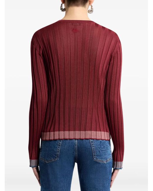 Etro Red Ribbed-Knit Sweater