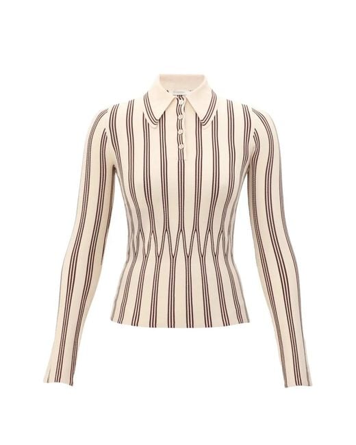 Zimmermann White Valiant Striped Polo Shirt
