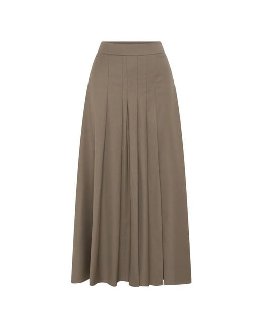 Anna Quan Natural Sable Pleated Midi Skirt