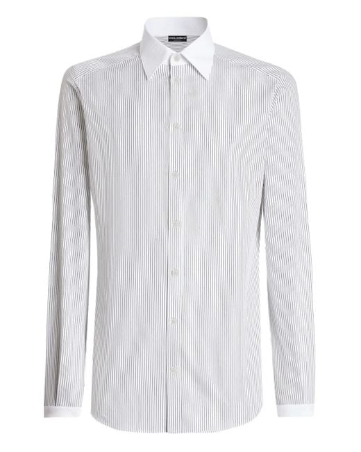 Dolce & Gabbana White Striped Long-Sleeved Shirt for men