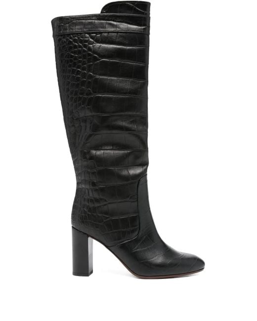 Chie Mihara Black Stiefel mit Kroko-Optik 85mm
