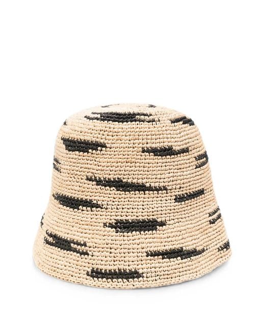 IBELIV Natural Zebra-Pattern Raffia Bucket Hat