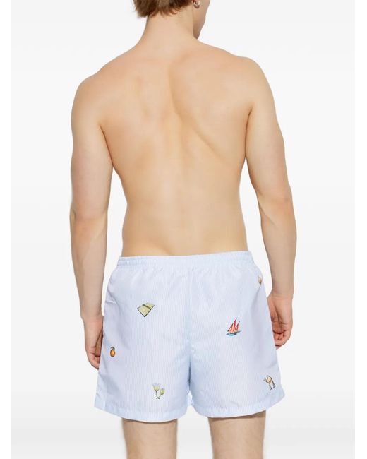 Casablanca Blue Phantasmagoria Striped Swim Shorts for men
