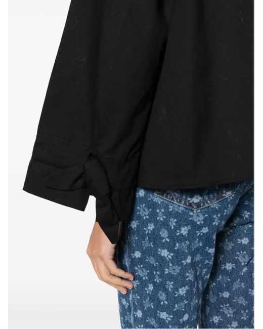 Ganni Black Knot-Detail Canvas Shirt Jacket