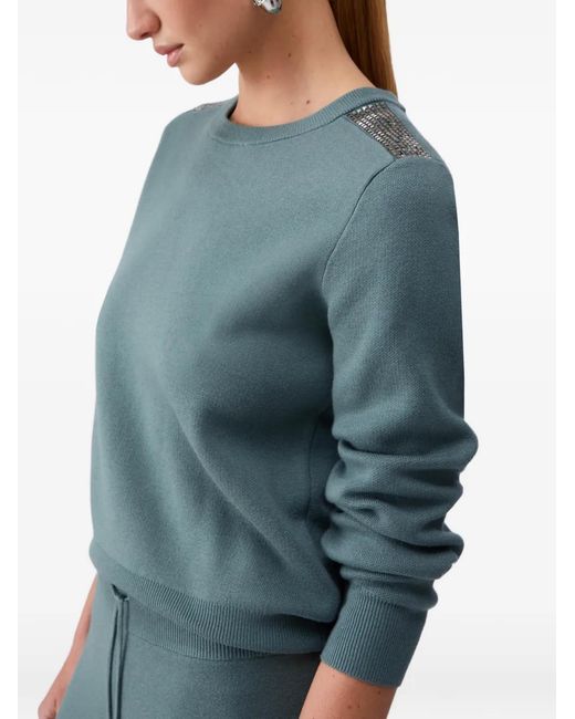 Liu Jo Blue Beaded Crew-Neck Sweater