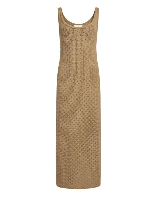 12 STOREEZ Natural Knit Diamond-Pattern Maxi Dress