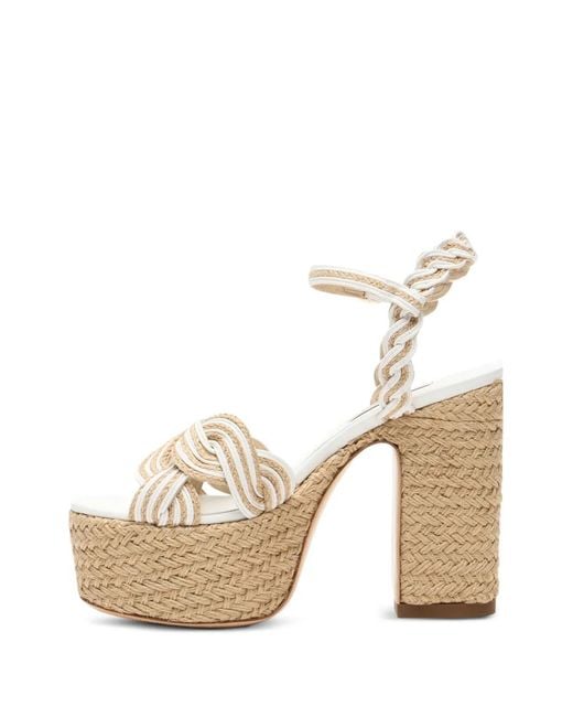 Casadei Natural Thaiti Platform Woven Sandals