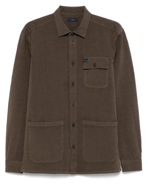 Fay Brown Canvas Shirt for men