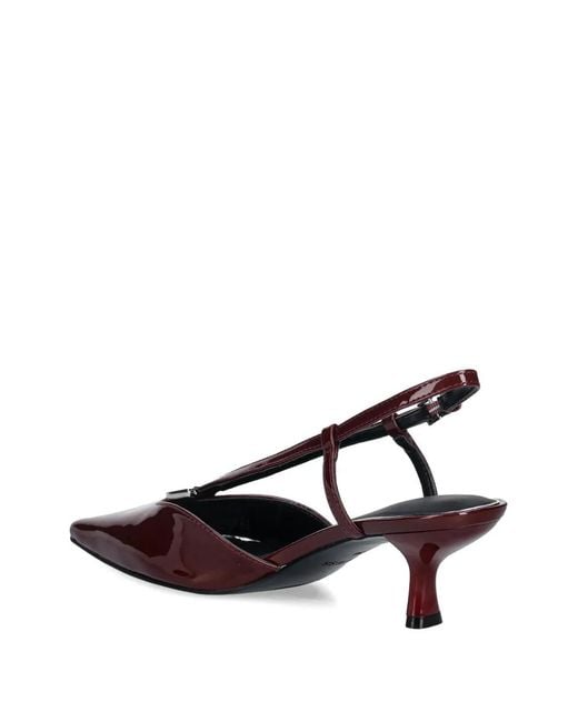 Guess Brown Pointed-Toe Strap Heeled Pumps
