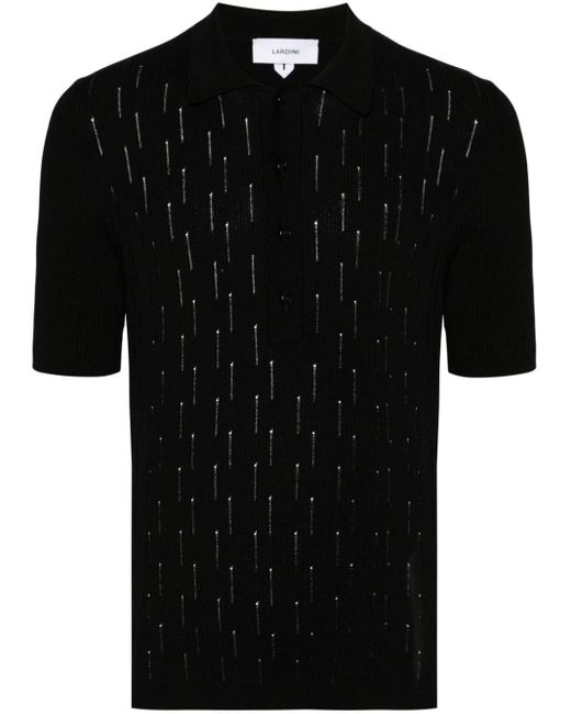 Lardini Gestricktes Poloshirt im Distressed-Look in Black für Herren