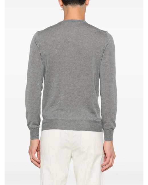 Canali Gray Crew-Neck Wool Sweater for men