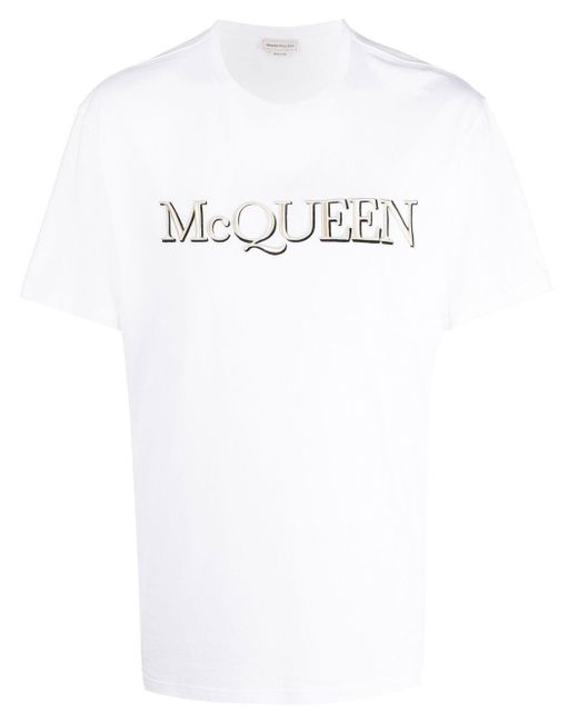 Homme T-shirts T-shirts Alexander McQueen Haut à logo imprimé Coton Alexander McQueen pour homme en coloris Gris 