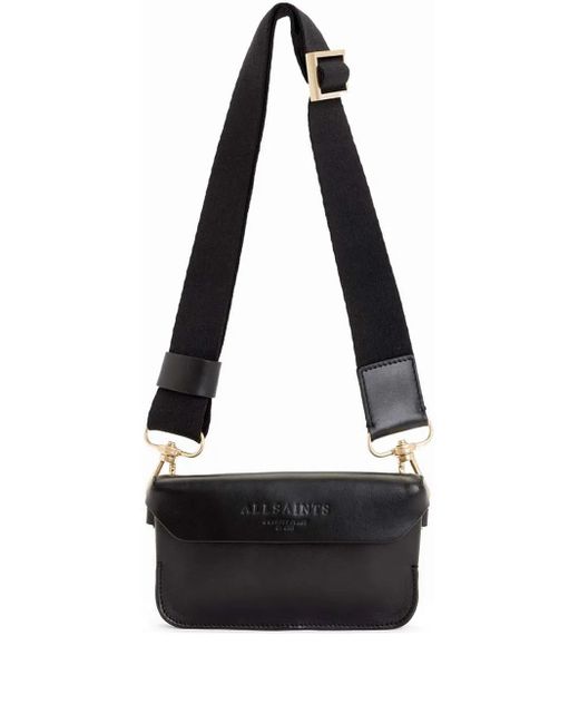 AllSaints Black Leather Zoe Cross-Body Bag