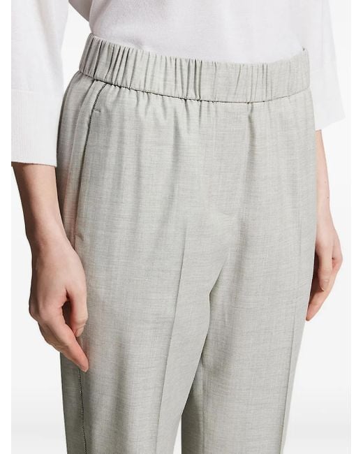 Peserico Gray Elastic-Waist Trousers