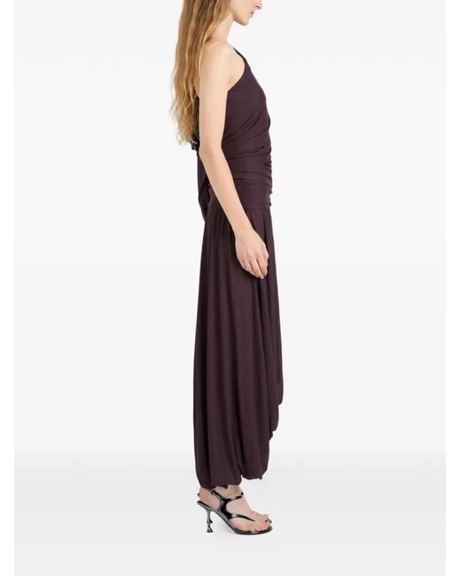 proenza schouler one shoulder dress Gabri Dress in Gauzy Pleated Jersey Aubergine