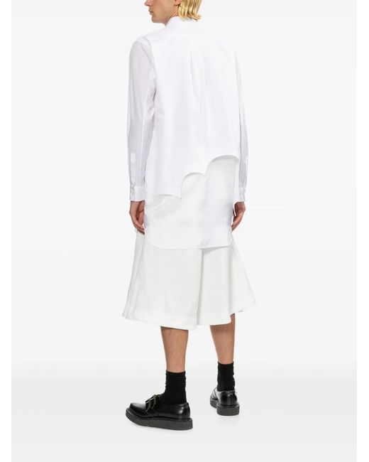 COMME DES GARÇON BLACK White Asymmetric-Hem Shirt for men