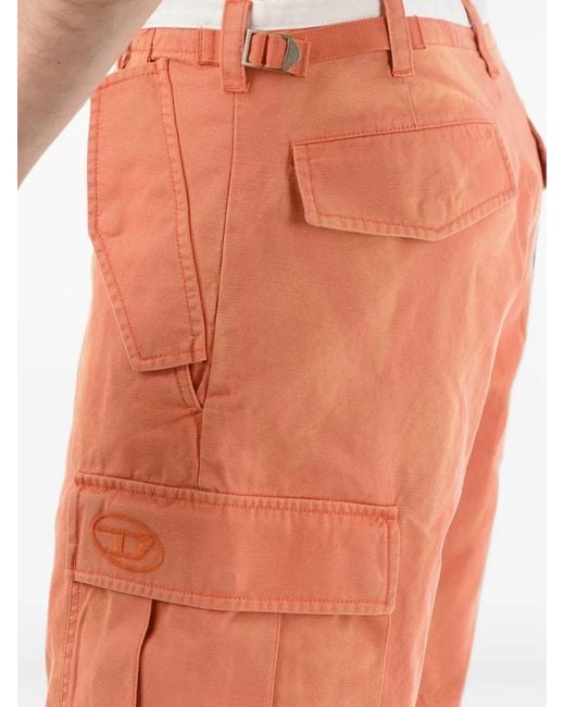 DIESEL Orange Belt-Loop Cargo Shorts for men