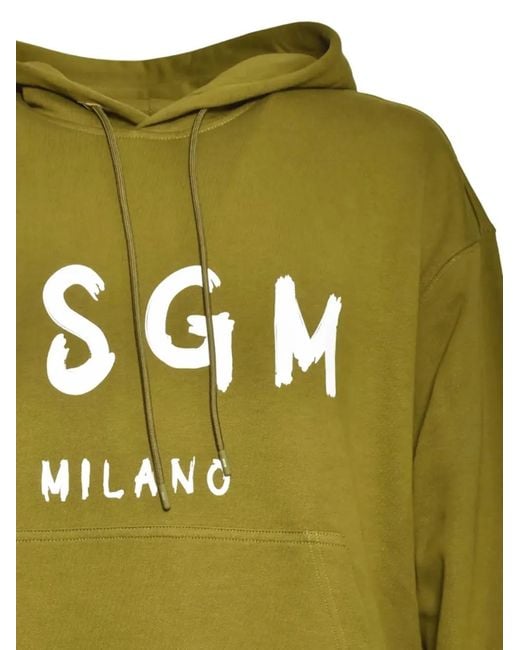 MSGM Green Logo Hooded Sweatshirt for men