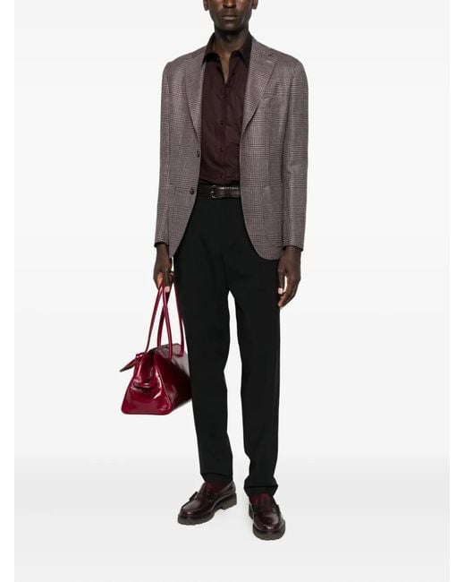 Eleventy Purple Checked Single-Breasted Blazer for men