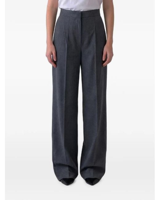 Max Mara Black Pleated Wool Palazzo Pants