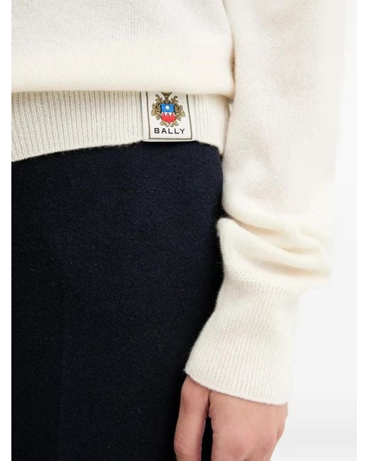 Bally White Logo-Patch Sweater