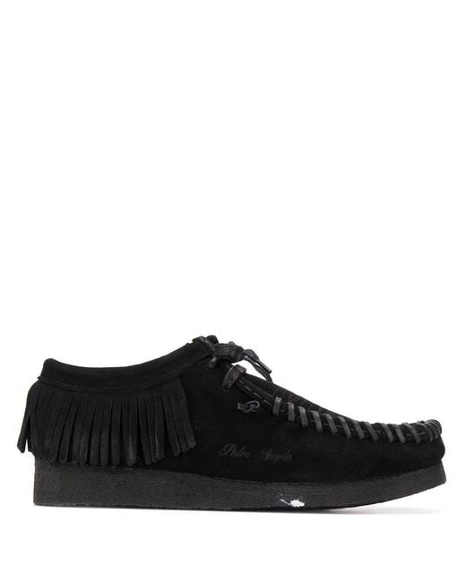 Palm Angels Black Fringed Lace-Up Shoes for men