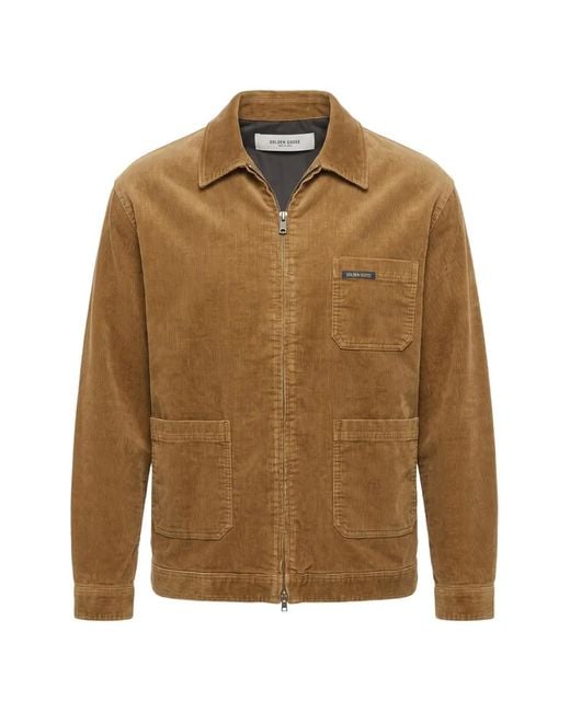 Golden Goose Deluxe Brand Brown Corduroy Zip-Up Jacket for men