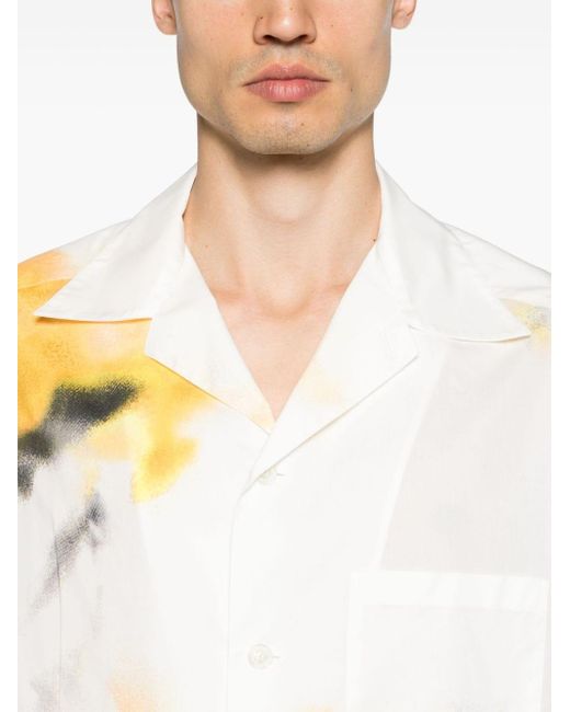Camisa bowling Obscured Flower Alexander McQueen de hombre de color White