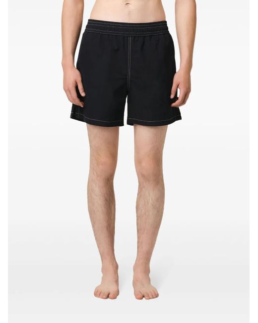 AMI Black Contrast-Stitching Swim Shorts for men