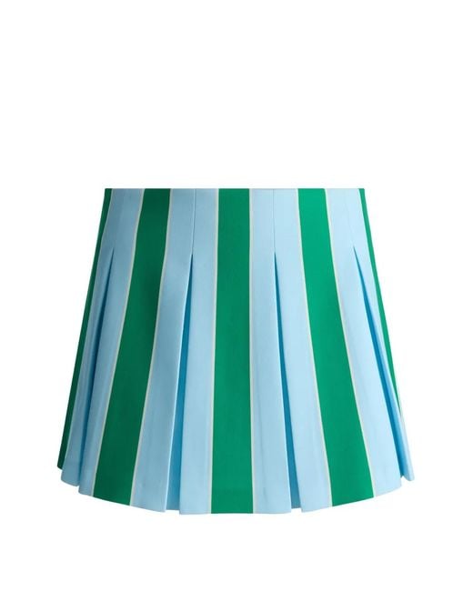 Alice + Olivia Green Emilie Striped Pleated Mini Skirt
