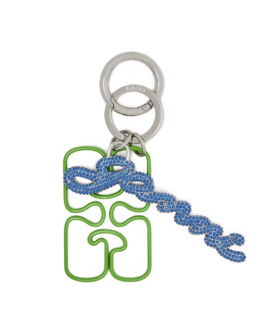 Ganni Blue Logo Keyring