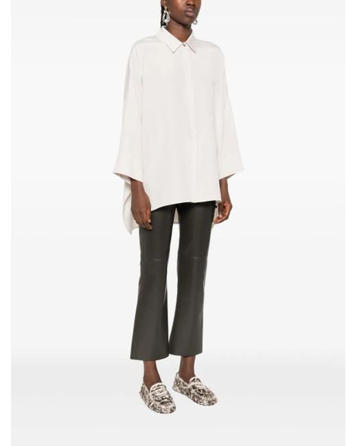 Max Mara White Button-Down Silk Shirt