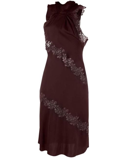 Stella McCartney Purple Lace-Detail Halterneck Dress