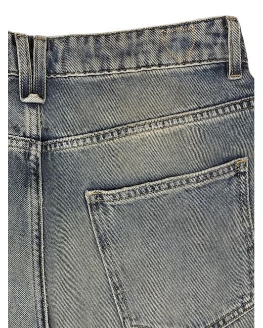 HTC Blue Embellished Baggy Wide-Leg Jeans