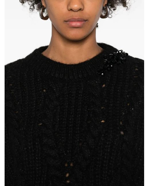 Simone Rocha Kabelgebreide Verfraaide Trui in het Black