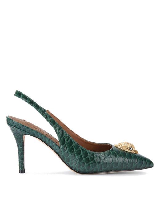 Kurt Geiger Green Snake-Effect Jewelled Slingback Pumps
