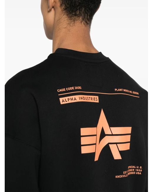 Alpha Industries Black Logo-Print Sweatshirt for men