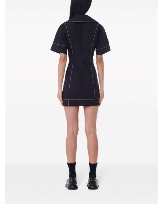 Ganni Black Contrast-stitch Mini Dress