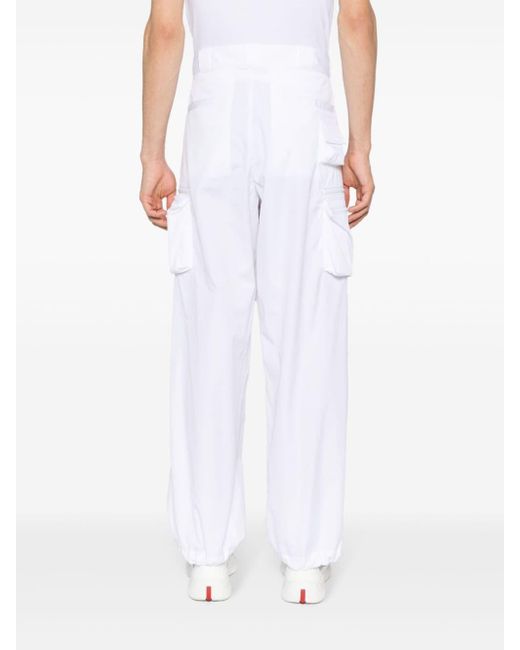 Prada White Straight Cotton Cargo Trousers for men