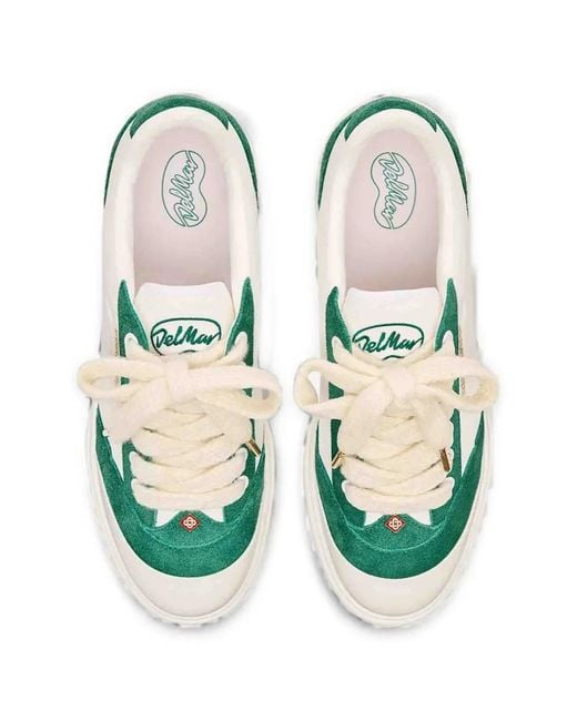 Casablanca Green Calf Suede-Panelled Sneakers for men