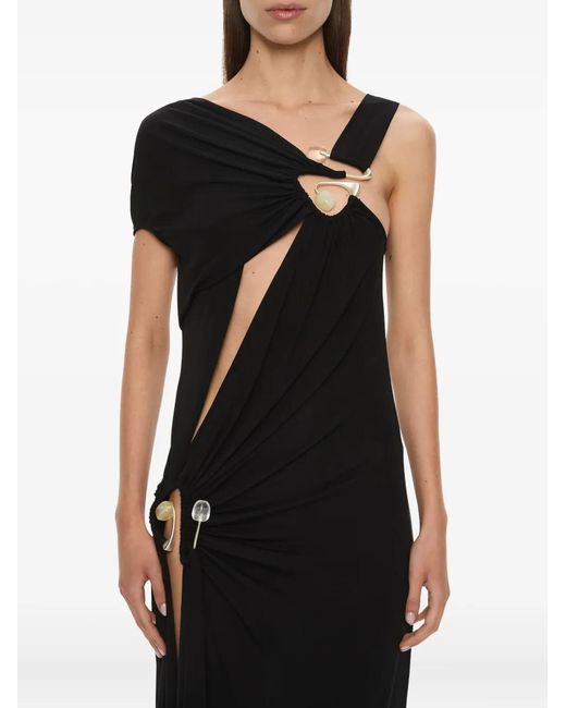 Christopher Esber Black Veer Spiral Draped Maxi Dress