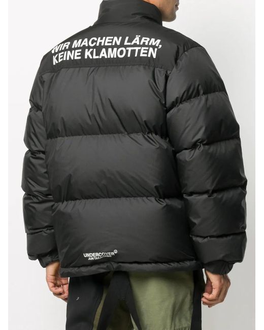 Undercover Black Slogan-Print Down Jacket for men