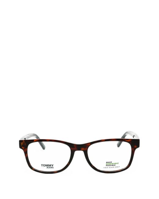 Tommy Hilfiger Black Tortoiseshell-Effect Rectangle-Frame Glasses